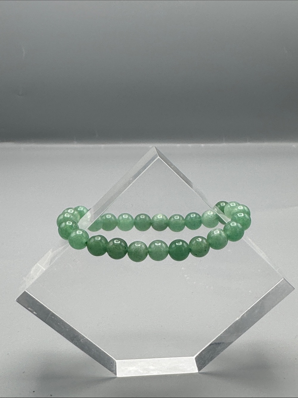 Green Stone Bead Stretch Bracelet
